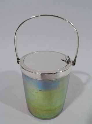 Beautiful Tiffany Art Nouveau Sterling Silver & Favrile Glass Jam Pot