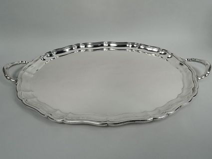 Large and Old-Fashioned Sterling Silver Tea Tray by Cartier