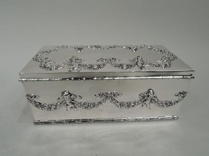 American Edwardian Regency Sterling Silver Jewelry Box with Cherubs