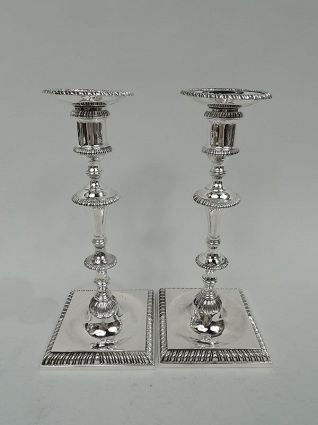 Traditional Georgian-Style Sterling Silver Candlesticks
