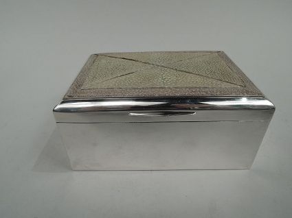 German Modern Silver and Shagreen Silver Box