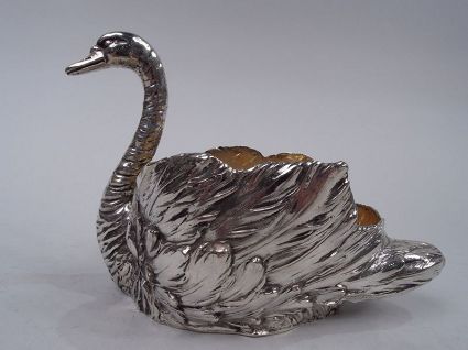 Antique German Silver Figural Swan Bird Bowl