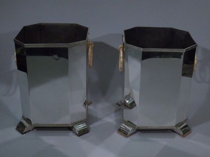 Pair of Art Deco-Style Silver Wine Coolers