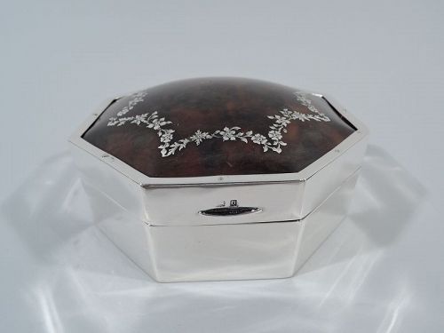 Antique English Edwardian Regency Sterling Silver Jewelry Box