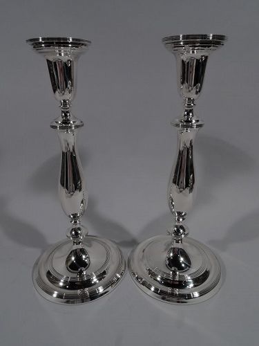 Pair of Modern Georgian Sterling Silver Candlesticks by Blackinton