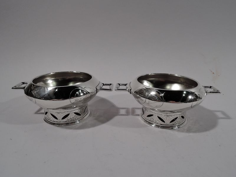 Pair of Tiffany Japonesque Open Salts with Early Union Square Mark