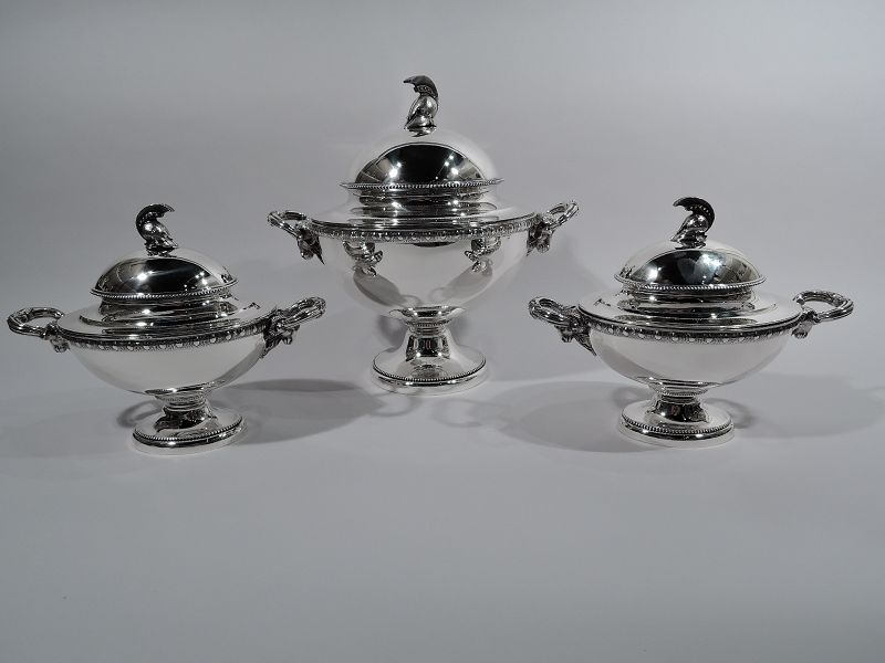 Set of 3 Super Stylish Early Tiffany Etruscan Revival Tureens C 1865