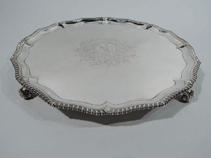 Antique English Georgian Georgian Sterling Silver Salver 1769