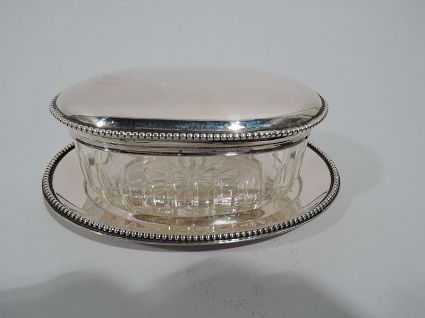 Antique Austrian Classical Silver and Glass Vanity Jar on Stand