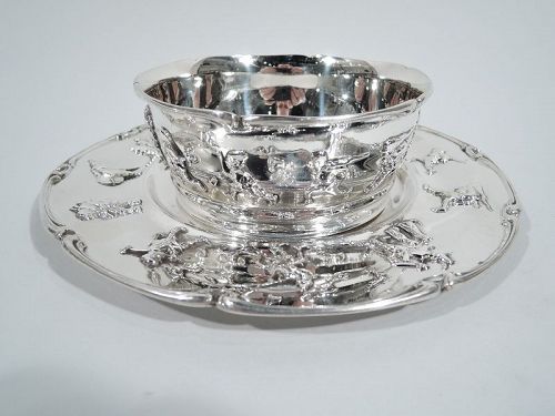 Antique Gorham Sterling Silver Baby Cereal Bowl on Plate 1911