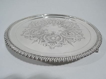 Antique Tiffany Aesthetic Classical Sterling Silver Salver Tray C 1865