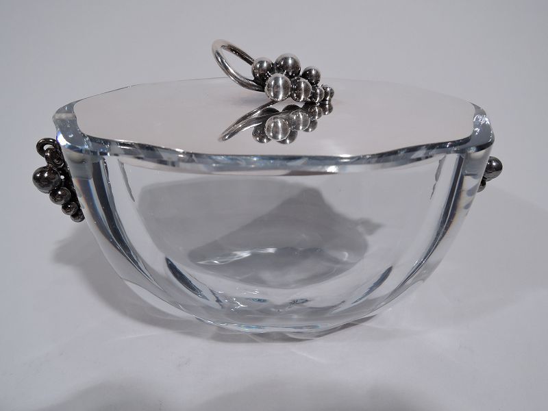 Danish Midcentury Modern Sterling Silver and Glass Jar