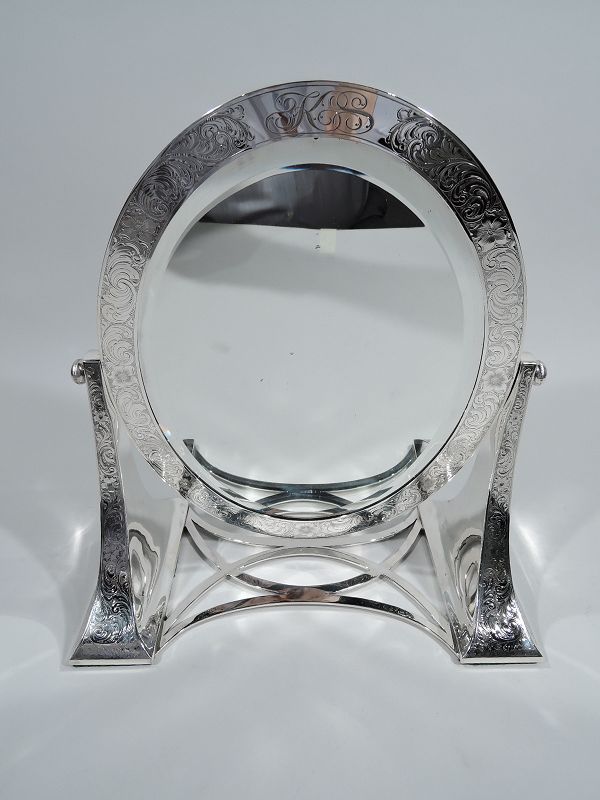 American Art Nouveau Sterling Silver Vanity Table Mirror
