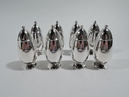Set of 8 Georg Jensen Cactus Sterling Silver Salt & Pepper Shakers