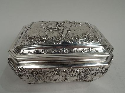 Antique German Rococo Silver Keepsake Casket Box