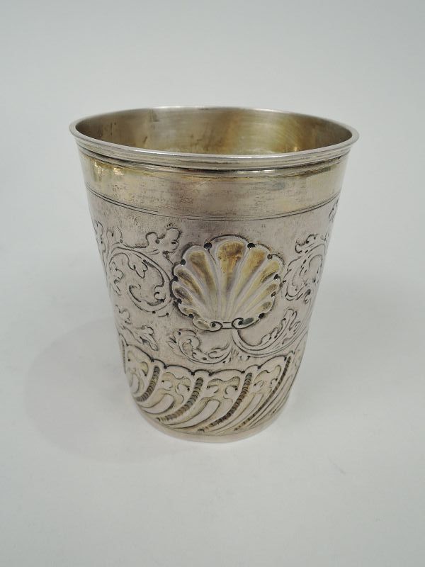 Antique German Classical Parcel Gilt Silver Beaker Cup 18th Century