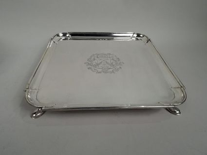 Early English Georgian Sterling Silver Square Salver 1727