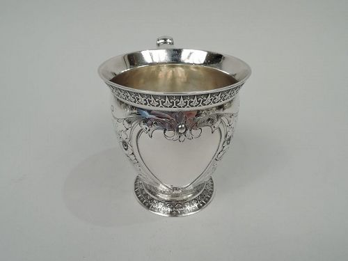 Antique New York Classical Coin Silver Baby Cup by Wood & Hughes