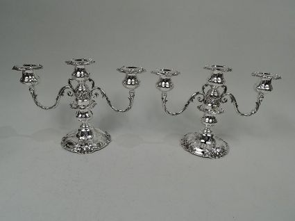 Pair of Reed & Barton Francis I Low 3-Light Candelabra 1952