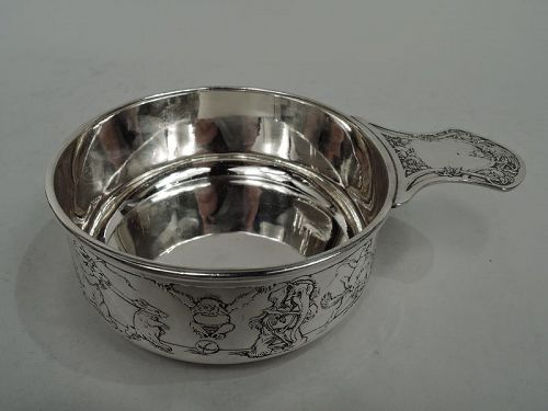 American Edwardian Sterling Silver Porringer with Circus Animals