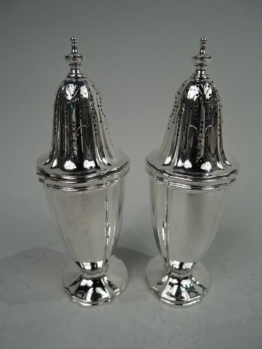 Pair of  Antique Tiffany Edwardian Classical Salt & Pepper Shakers