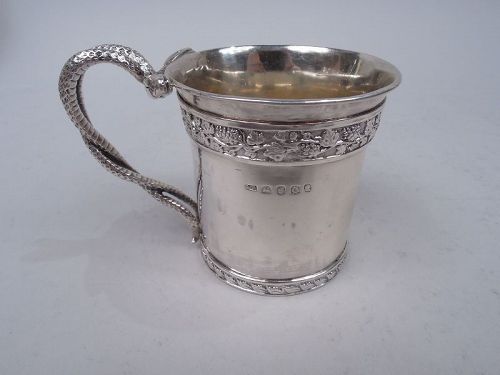 Antique English Georgian Neoclassical Baby Cup with Snake Handle 1811
