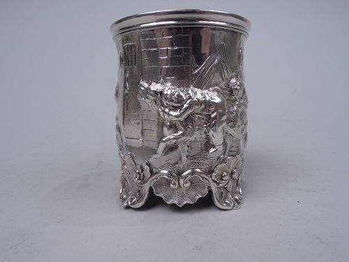 English Georgian Baby Cup with Iconic Swiss Alps Rescue Dog Scene