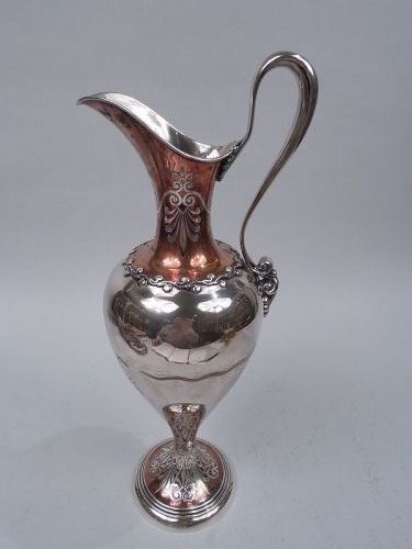 Antique Tiffany Edwardian Classical Mixed Metal Sterling Silver Ewer