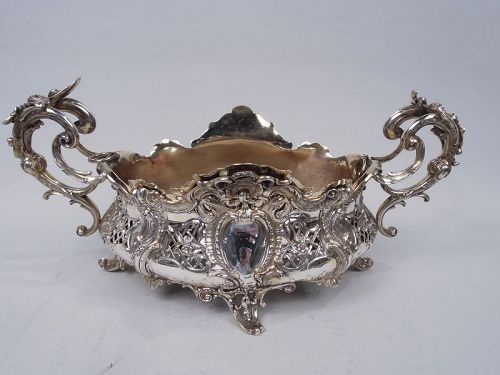 Antique German Rococo Silver Centerpiece Bowl C 1900