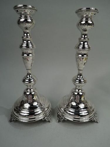 Pair of Traditional Old Country Friday Night Shabbos Candlesticks