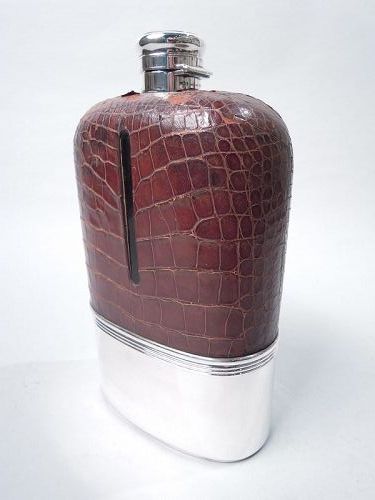 Gorham Jumbo Sterling Silver & Leather Safari Flask 1896