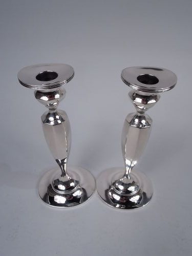 Pair of Tiffany Edwardian Georgian Sterling Silver Candlesticks