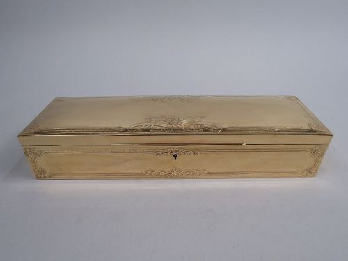 Antique American Edwardian Classical Sterling Silver Glove Box