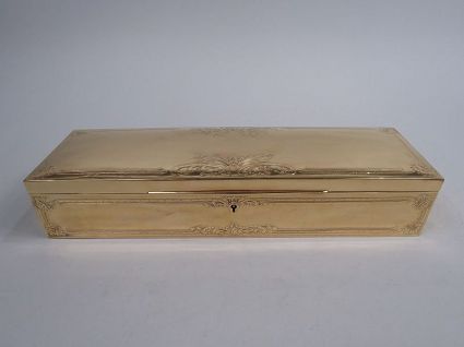 Antique American Edwardian Classical Sterling Silver Glove Box