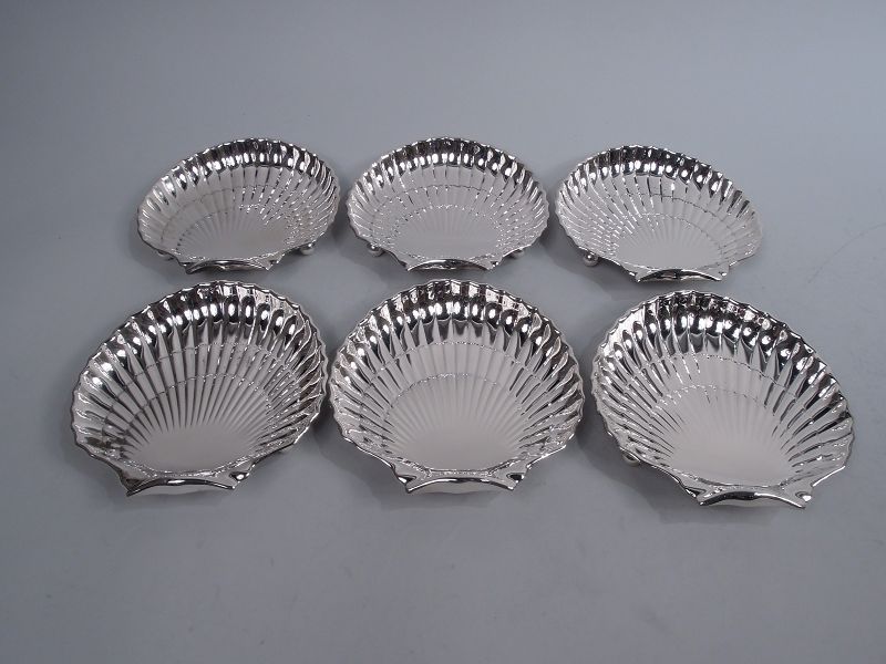 Set of 6 Gorham Midcentury Modern Scallop Shell Seafood Dishes