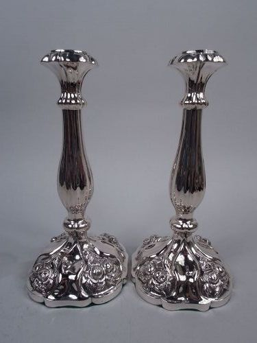 Pair of Pretty Austrian Biedermeier Classical Silver Candlesticks 1863