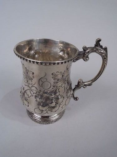 Antique Philadelphia Victorian Classical Coin Silver Baby Cup