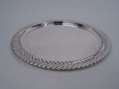 Antique Tiffany Sterling Silver Tray with Bold Wave Edge