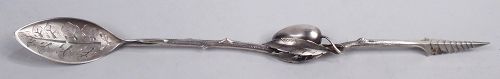 Antique Gorham Aesthetic Sterling Silver Olive Spoon with Pick