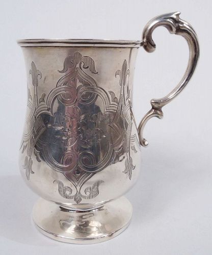 Antique English Victorian Classical Sterling Silver Baby Cup 1860