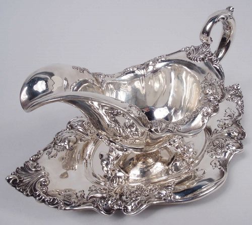 Antique Dominick & Haff Edwardian Sterling Silver Gravy Boat on Stand