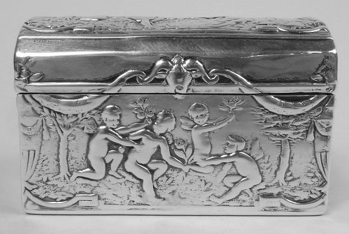 German Hanau Rococo Silver Casket Snuffbox