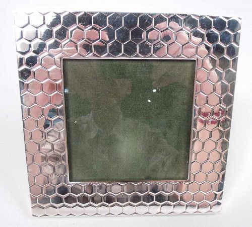 Italian Midcentury Modern Sterling Silver Honeycomb Picture Frame